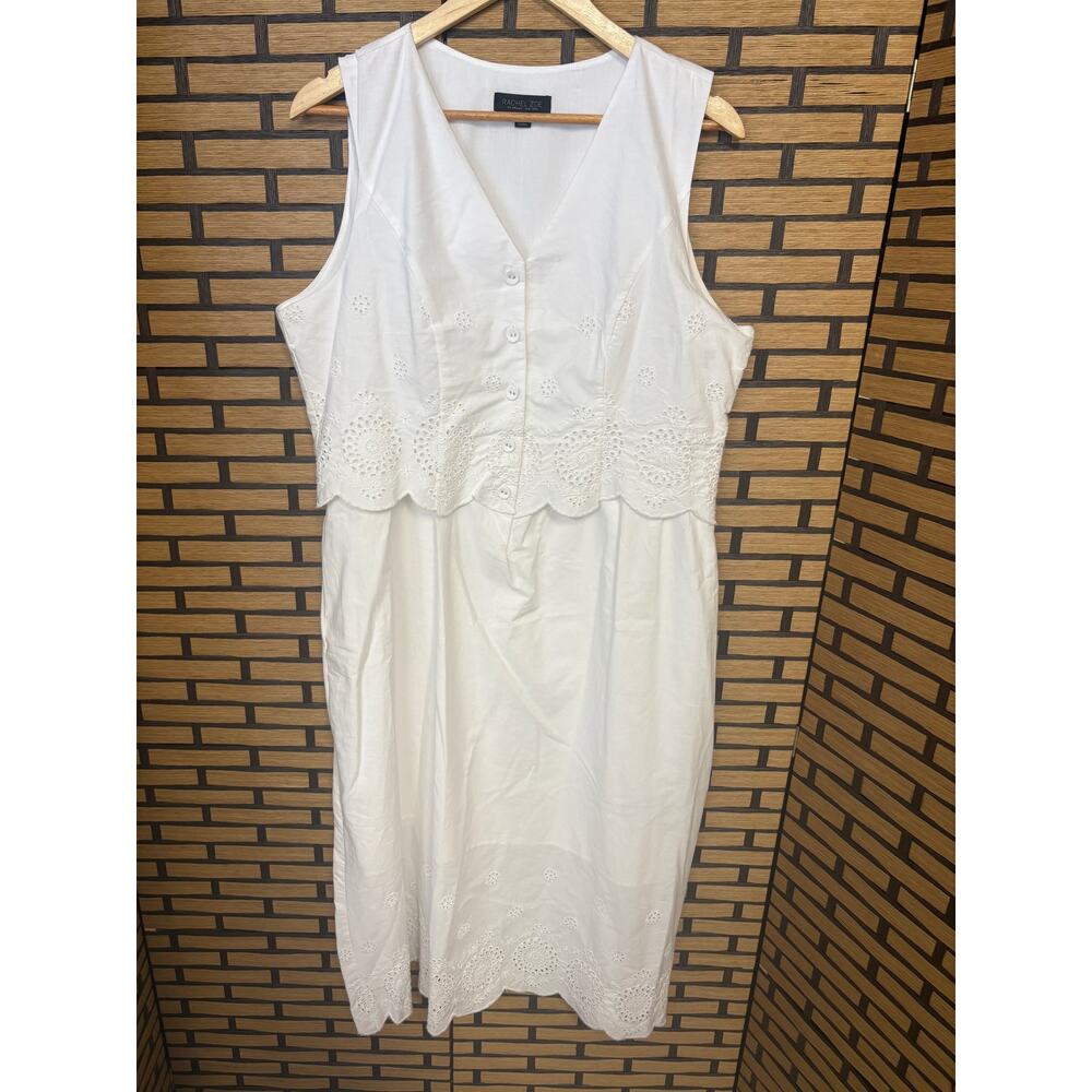 Rachel Zoe White Cotton Eyelet Tank Midi Dress Size XL